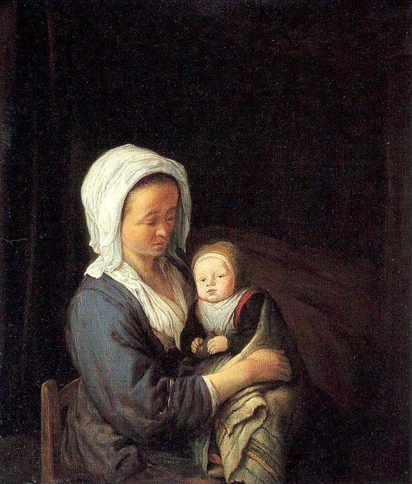 Ostade, Adriaen van Woman Holding a Child in her Lap oil painting picture